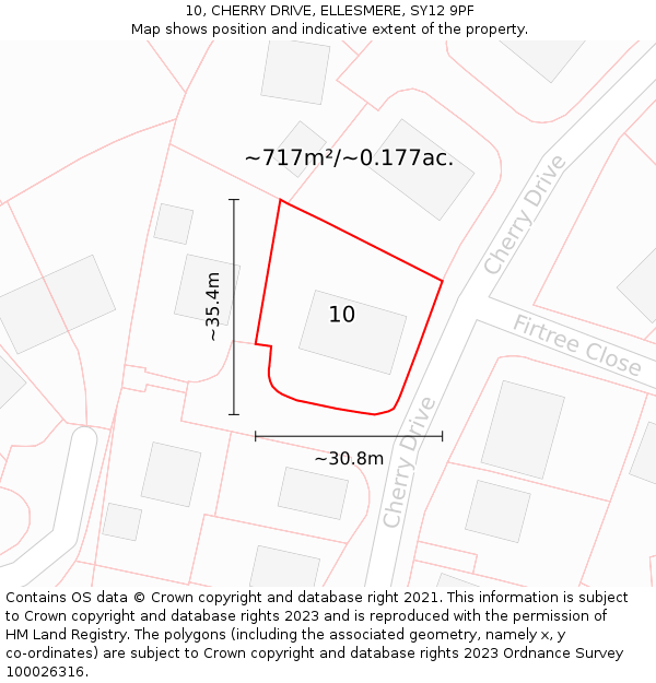 10, CHERRY DRIVE, ELLESMERE, SY12 9PF: Plot and title map