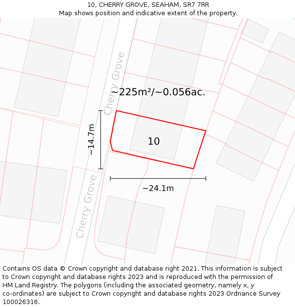 10, CHERRY GROVE, SEAHAM, SR7 7RR: Plot and title map