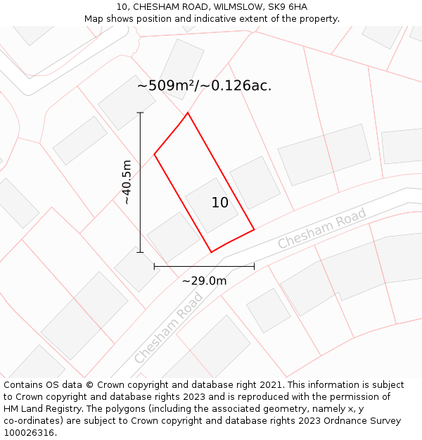 10, CHESHAM ROAD, WILMSLOW, SK9 6HA: Plot and title map