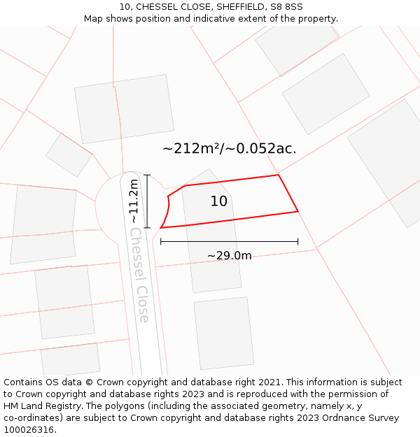 10, CHESSEL CLOSE, SHEFFIELD, S8 8SS: Plot and title map