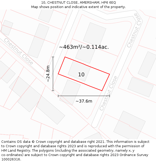 10, CHESTNUT CLOSE, AMERSHAM, HP6 6EQ: Plot and title map