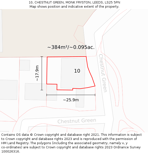 10, CHESTNUT GREEN, MONK FRYSTON, LEEDS, LS25 5PN: Plot and title map