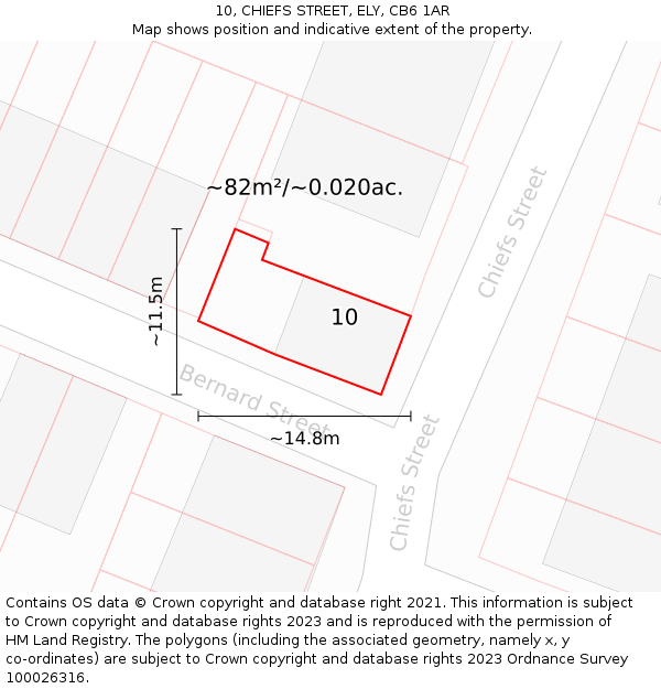 10, CHIEFS STREET, ELY, CB6 1AR: Plot and title map