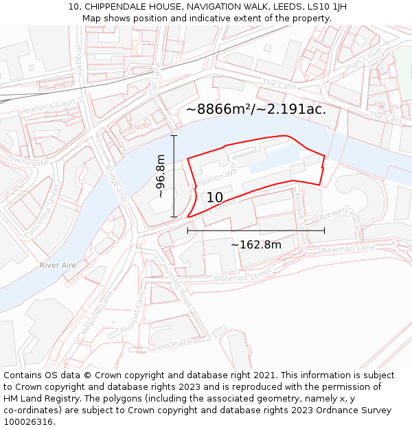 10, CHIPPENDALE HOUSE, NAVIGATION WALK, LEEDS, LS10 1JH: Plot and title map