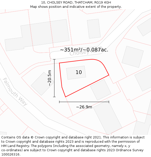 10, CHOLSEY ROAD, THATCHAM, RG19 4GH: Plot and title map