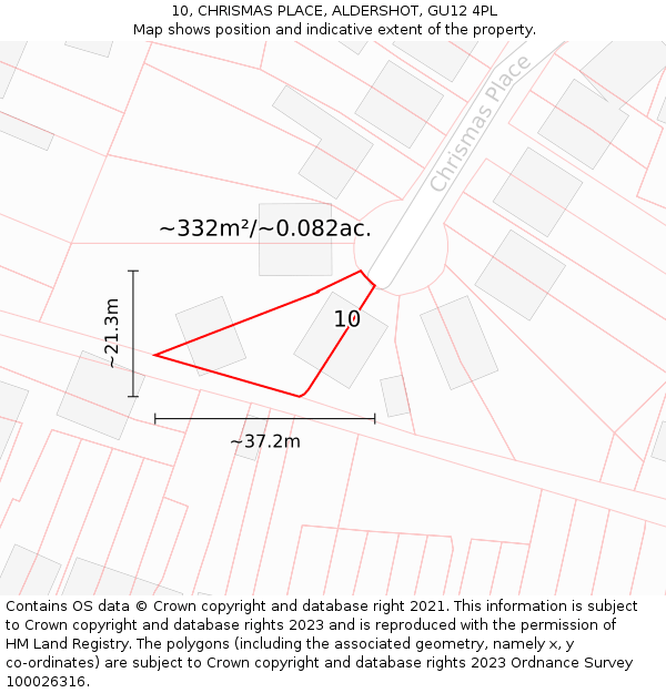 10, CHRISMAS PLACE, ALDERSHOT, GU12 4PL: Plot and title map