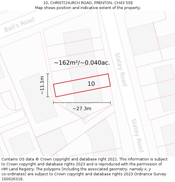 10, CHRISTCHURCH ROAD, PRENTON, CH43 5SE: Plot and title map