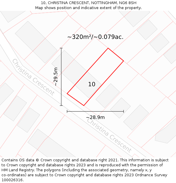 10, CHRISTINA CRESCENT, NOTTINGHAM, NG6 8SH: Plot and title map