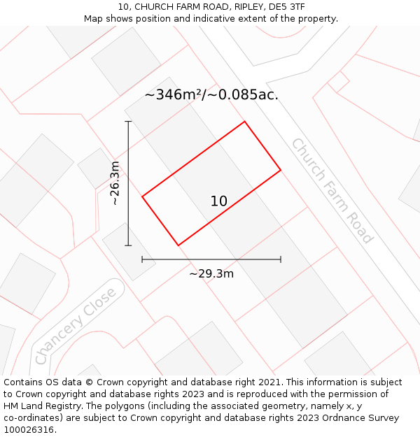 10, CHURCH FARM ROAD, RIPLEY, DE5 3TF: Plot and title map