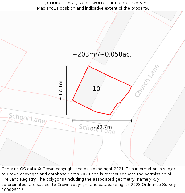 10, CHURCH LANE, NORTHWOLD, THETFORD, IP26 5LY: Plot and title map