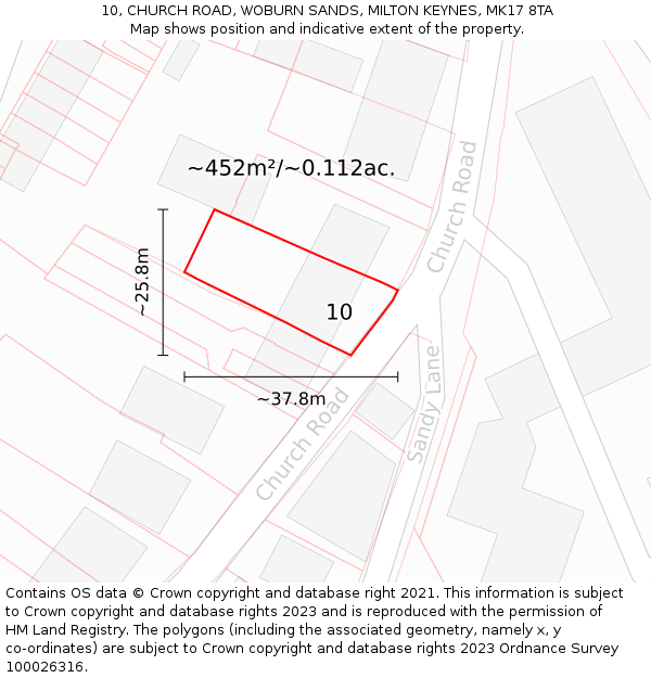 10, CHURCH ROAD, WOBURN SANDS, MILTON KEYNES, MK17 8TA: Plot and title map