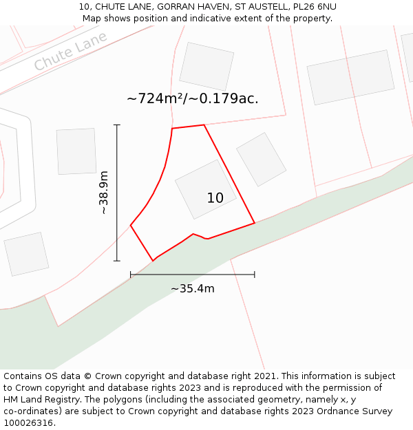 10, CHUTE LANE, GORRAN HAVEN, ST AUSTELL, PL26 6NU: Plot and title map