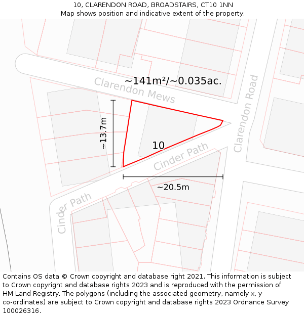 10, CLARENDON ROAD, BROADSTAIRS, CT10 1NN: Plot and title map