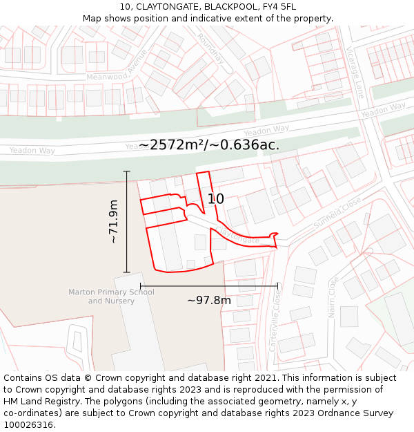 10, CLAYTONGATE, BLACKPOOL, FY4 5FL: Plot and title map