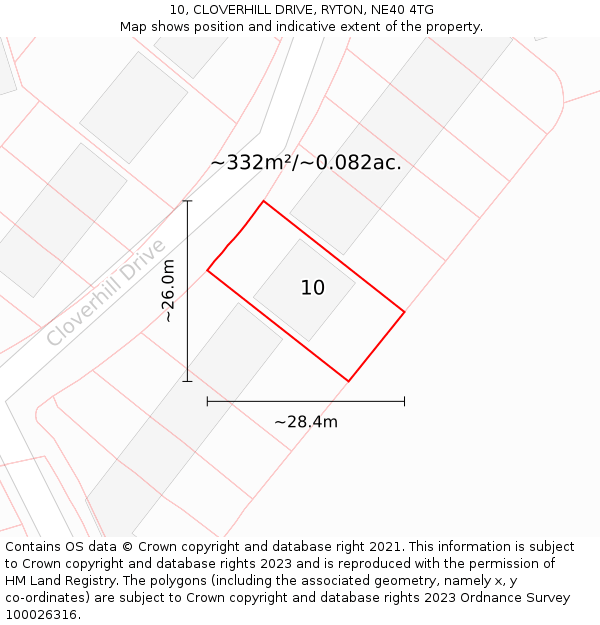 10, CLOVERHILL DRIVE, RYTON, NE40 4TG: Plot and title map