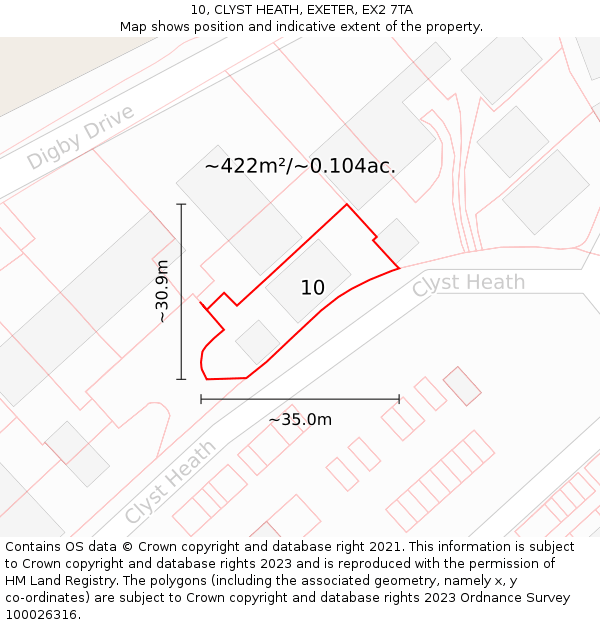 10, CLYST HEATH, EXETER, EX2 7TA: Plot and title map