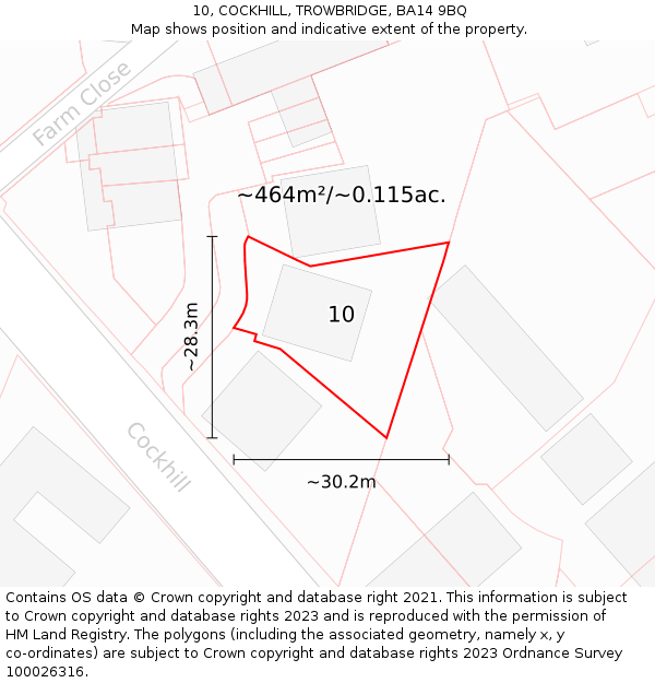 10, COCKHILL, TROWBRIDGE, BA14 9BQ: Plot and title map