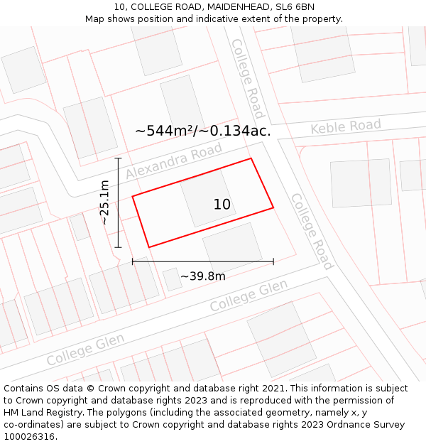 10, COLLEGE ROAD, MAIDENHEAD, SL6 6BN: Plot and title map
