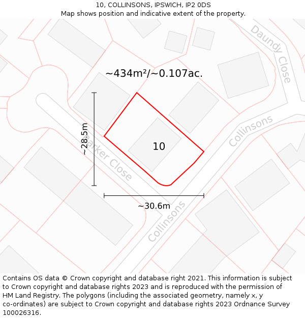 10, COLLINSONS, IPSWICH, IP2 0DS: Plot and title map