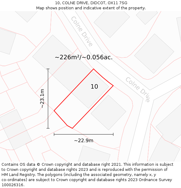 10, COLNE DRIVE, DIDCOT, OX11 7SG: Plot and title map