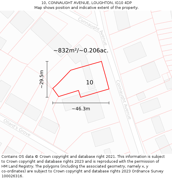 10, CONNAUGHT AVENUE, LOUGHTON, IG10 4DP: Plot and title map