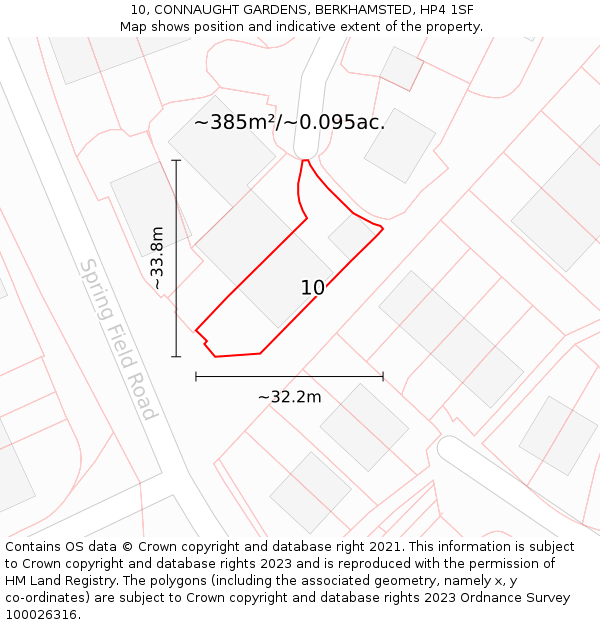 10, CONNAUGHT GARDENS, BERKHAMSTED, HP4 1SF: Plot and title map