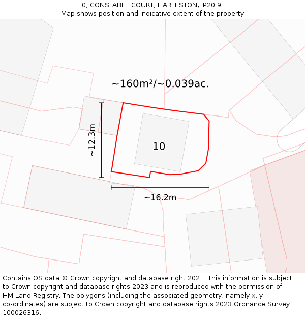 10, CONSTABLE COURT, HARLESTON, IP20 9EE: Plot and title map