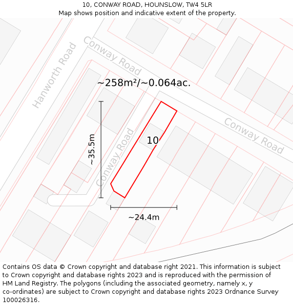 10, CONWAY ROAD, HOUNSLOW, TW4 5LR: Plot and title map