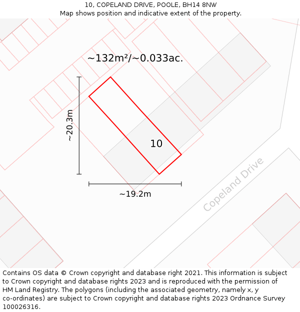 10, COPELAND DRIVE, POOLE, BH14 8NW: Plot and title map