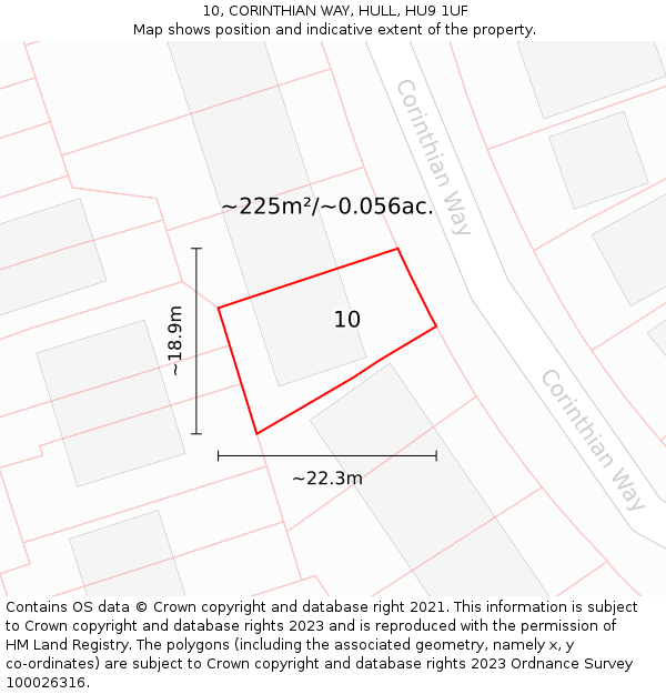 10, CORINTHIAN WAY, HULL, HU9 1UF: Plot and title map