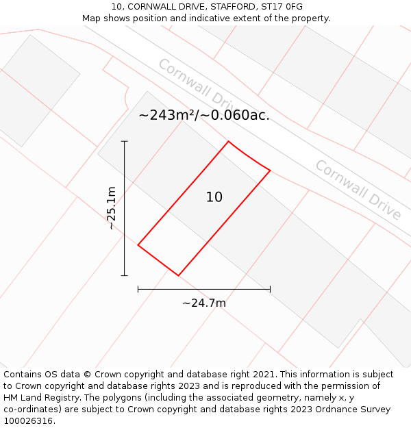 10, CORNWALL DRIVE, STAFFORD, ST17 0FG: Plot and title map