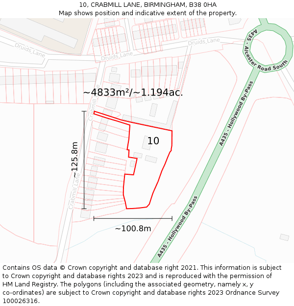 10, CRABMILL LANE, BIRMINGHAM, B38 0HA: Plot and title map