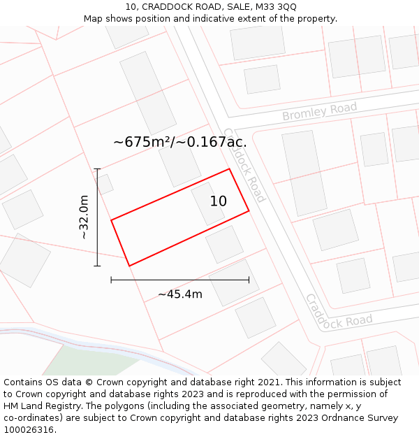 10, CRADDOCK ROAD, SALE, M33 3QQ: Plot and title map