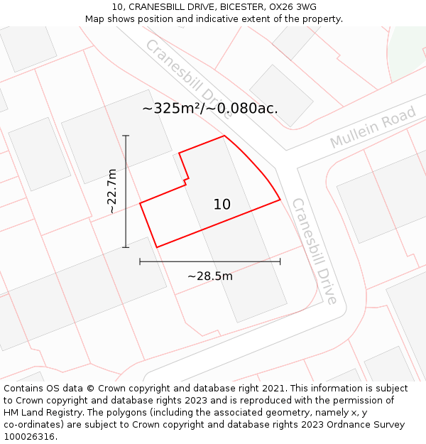 10, CRANESBILL DRIVE, BICESTER, OX26 3WG: Plot and title map