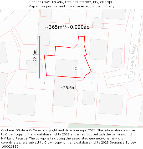 10, CRANWELLS WAY, LITTLE THETFORD, ELY, CB6 3JB: Plot and title map
