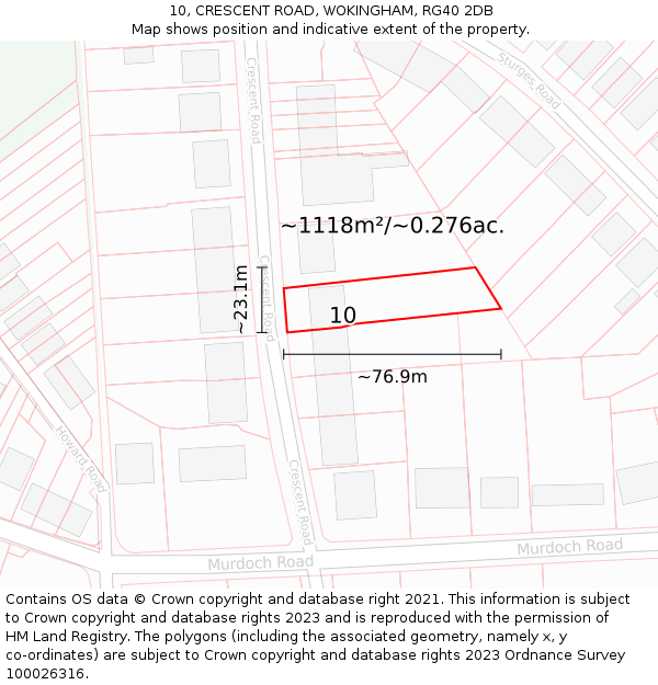 10, CRESCENT ROAD, WOKINGHAM, RG40 2DB: Plot and title map