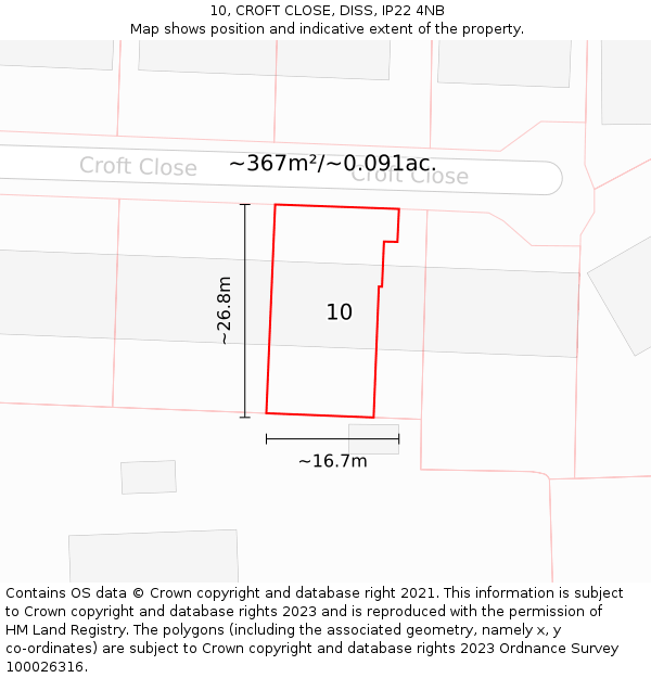 10, CROFT CLOSE, DISS, IP22 4NB: Plot and title map