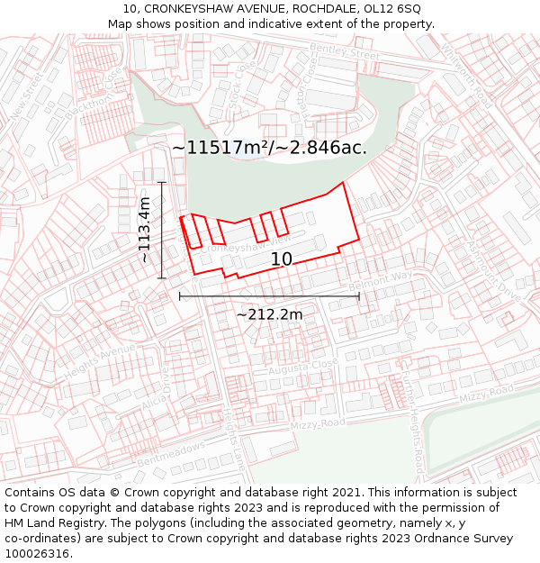 10, CRONKEYSHAW AVENUE, ROCHDALE, OL12 6SQ: Plot and title map