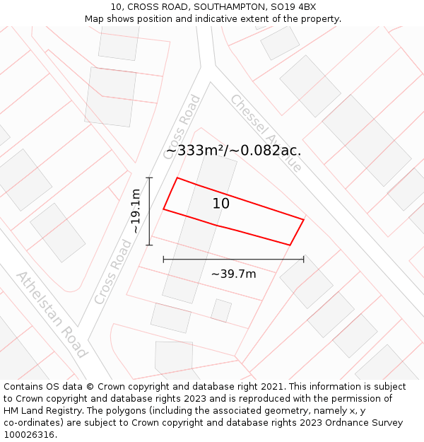 10, CROSS ROAD, SOUTHAMPTON, SO19 4BX: Plot and title map