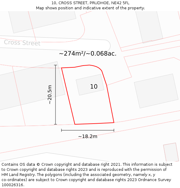 10, CROSS STREET, PRUDHOE, NE42 5FL: Plot and title map