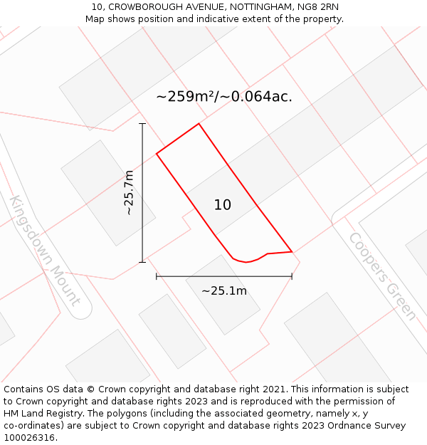 10, CROWBOROUGH AVENUE, NOTTINGHAM, NG8 2RN: Plot and title map