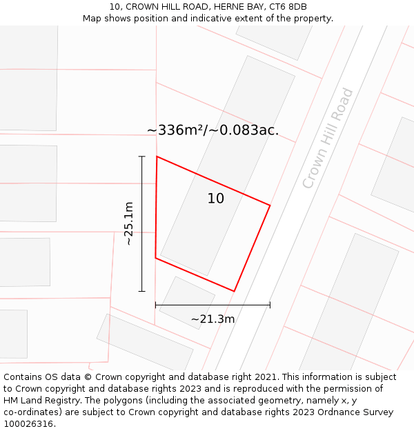 10, CROWN HILL ROAD, HERNE BAY, CT6 8DB: Plot and title map