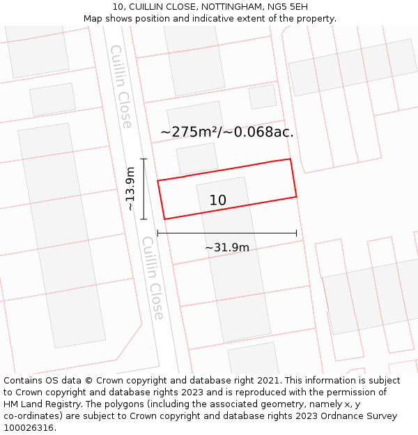 10, CUILLIN CLOSE, NOTTINGHAM, NG5 5EH: Plot and title map