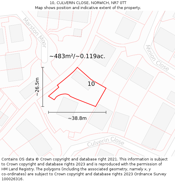 10, CULVERIN CLOSE, NORWICH, NR7 0TT: Plot and title map
