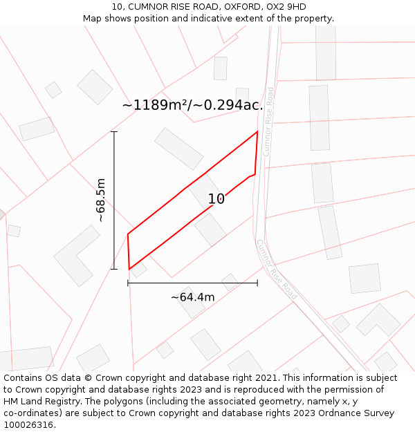 10, CUMNOR RISE ROAD, OXFORD, OX2 9HD: Plot and title map