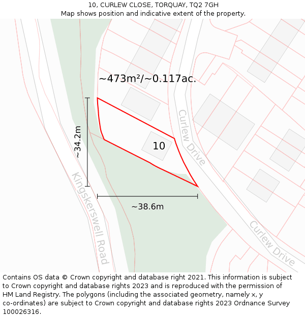 10, CURLEW CLOSE, TORQUAY, TQ2 7GH: Plot and title map