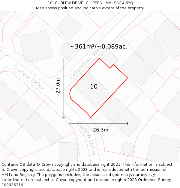 10, CURLEW DRIVE, CHIPPENHAM, SN14 6YQ: Plot and title map