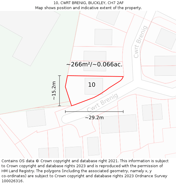 10, CWRT BRENIG, BUCKLEY, CH7 2AF: Plot and title map