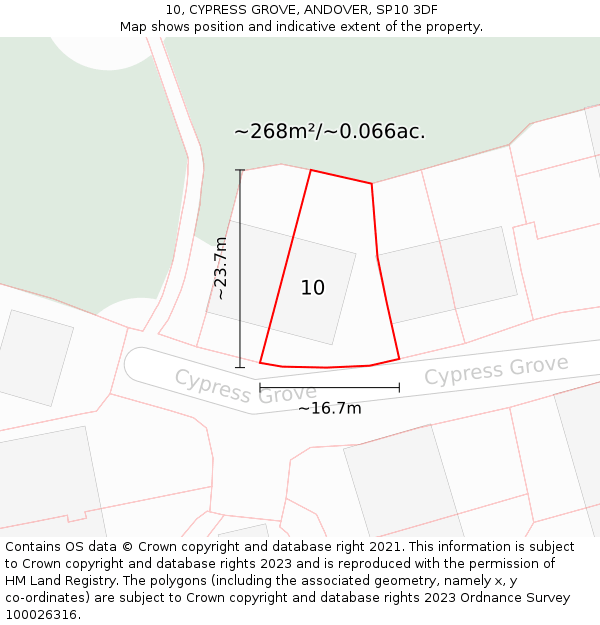 10, CYPRESS GROVE, ANDOVER, SP10 3DF: Plot and title map