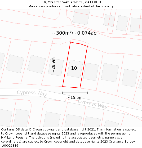 10, CYPRESS WAY, PENRITH, CA11 8UN: Plot and title map